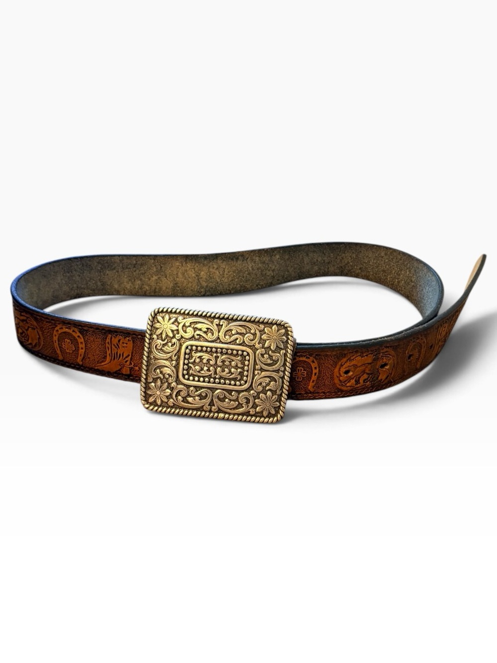 Ariat 2007 Limited Edition Tooled Leather Western Belt Buckle Cowgirl